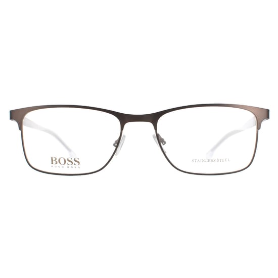 Hugo Boss Rectangle Mens Matte Brown Glasses