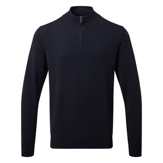 Asquith & Fox Heren Katoenen Blend Sweatshirt met ritssluiting (Franse marine) - Image 1