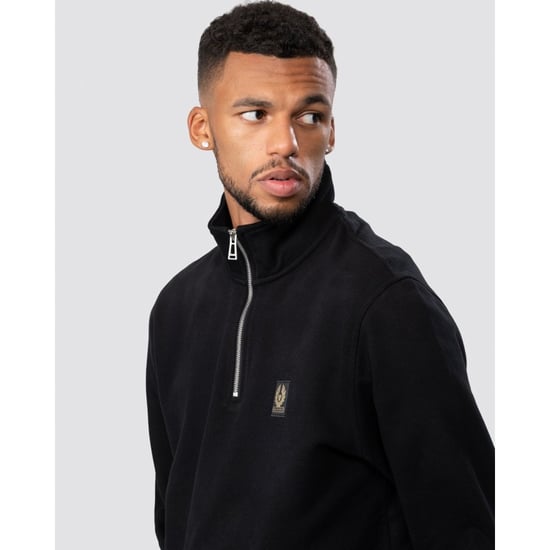 Men's Belstaff Quarter Zip Sweatshirt in Black - Image 5