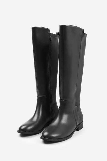 Wheres That From Womens 'Parker' Stretch Wide Calf Knee High Boots With Side Zip