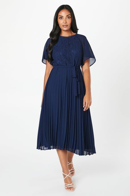 Petite Lace Angel Sleeve Midi Dress