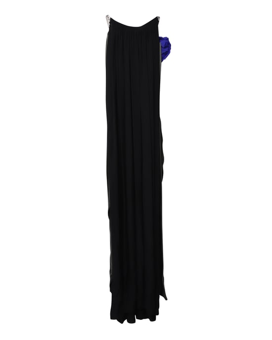 Lanvin Flower Applique Evening Dress in Black Silk - Image 4