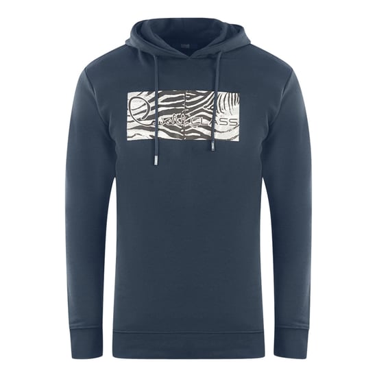 Cavalli Class Zebra Print Logo Donkerblauwe Hoodie - Image 1