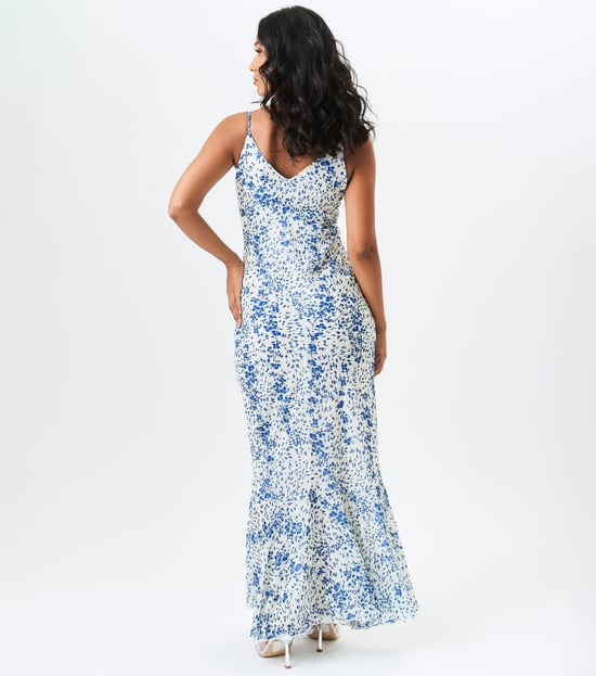 Dobby Bloemen Chiffon Spaghetti Maxi Jurk - Image 4