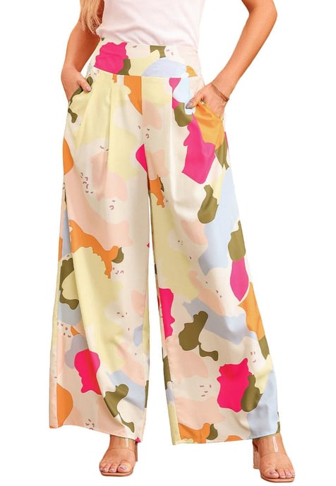 Dames Kleurpalette Print Wijde Pantalons in Multicolor - Image 3