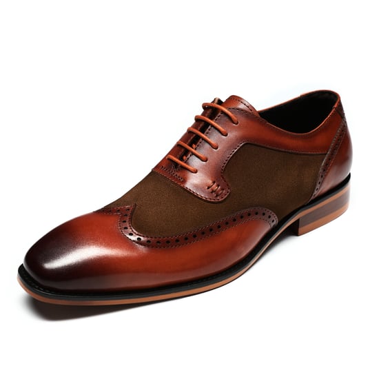 Herenschoen met klassieke sierstiksels Zakelijke schoenen Glad leer Lage schoenen Bruin - Image 4