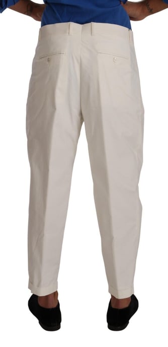 Dolce & Gabbana Witte Katoenen Stretch Dress Pants met Logo-details - Image 3