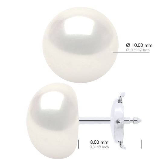 Oorbellen van Geel Goud 375 en Echte Gevoerde Zoetwaterparels Knop 10-11 mm - Image 2