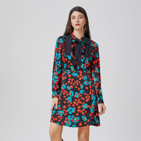 Mini-jurk met Ascot-strik en bloemenprint - Image 3