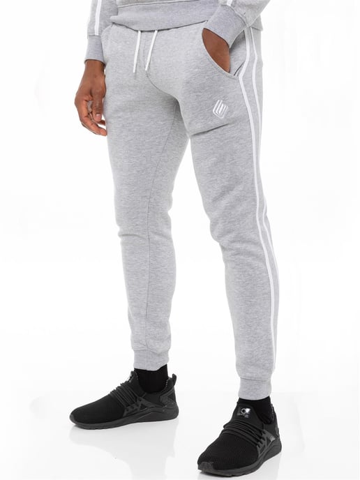 Enzo | Mens Zip Up Tape Hoodie Tracksuit Set - Grey