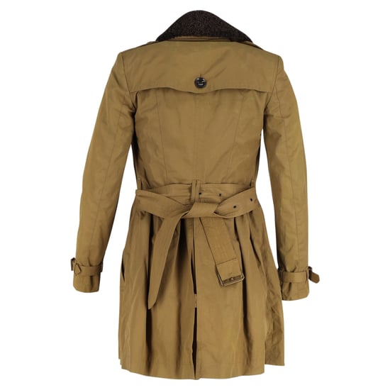 Burberry Brit Lange Trenchcoat met Schapenvachtkraag in Olijfgroene Katoen - Image 3