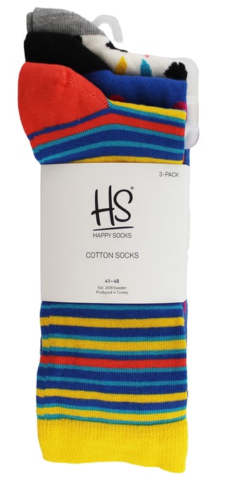 HS by Happy Socks - Heren 3-pack Klassieke Gestreepte Kousen - Streep (Felle Kleuren) - Image 2