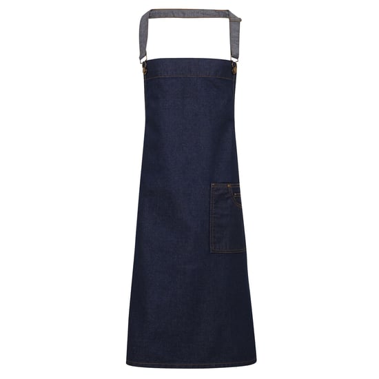 Premier Unisex Adults District Waxed Look Denim Bib Apron (Indigo Denim)