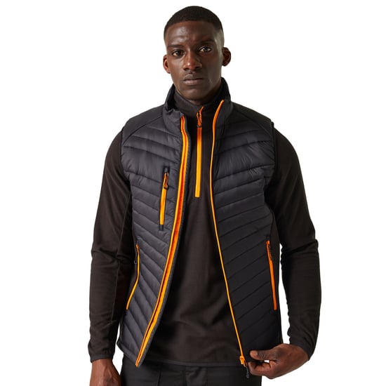 Regatta Mens Navigate Quilted Hybrid Gilet (Black/Orange Pop)