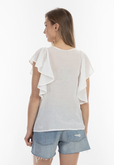 Dreimaster Blouse shirt Dames wolwit - Image 4