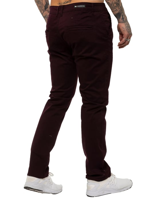 Enzo | Heren Slim Fit Stretch Chino Jeans - Bordeaux - Image 3