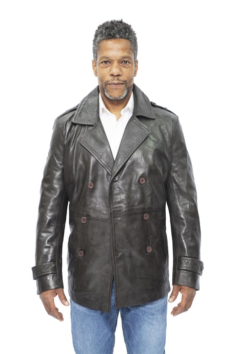 Mens Leather Peacoat-Amara