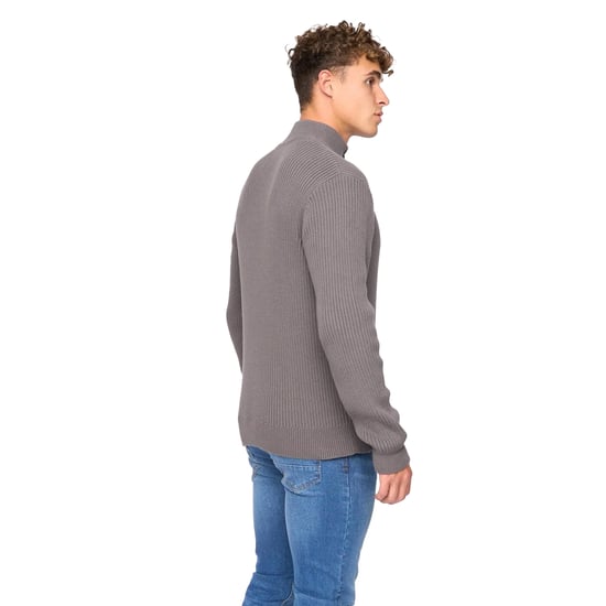 Crosshatch Heren Havaline gebreide Quarter Zip Pullover (Houtskool Grijs) - Image 2