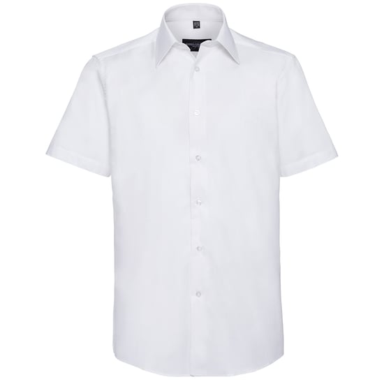 Russell Collection Heren Oxford Easy-Care Getailleerde Overhemd met Korte Mouwen (Wit) - Image 1