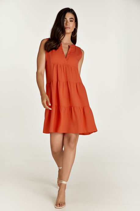 Sleeveless Orange A Line Dress