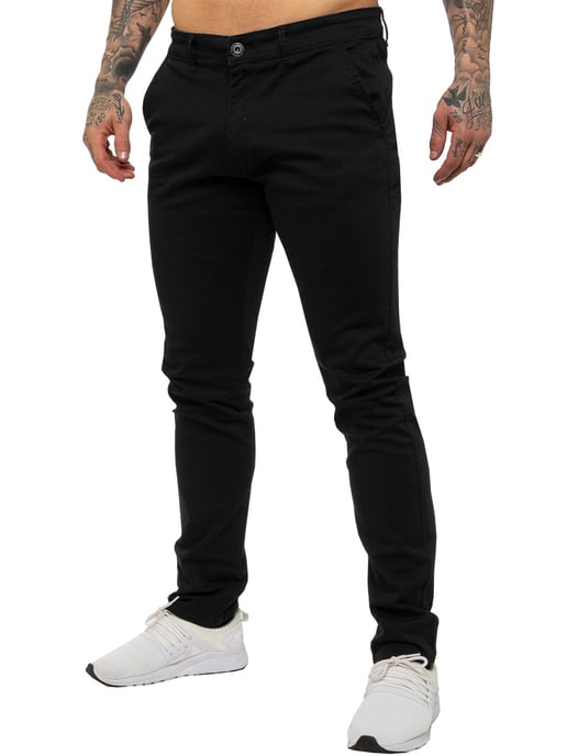 Enzo | Heren Slim Fit Stretch Chino Jeans - Zwart - Image 1