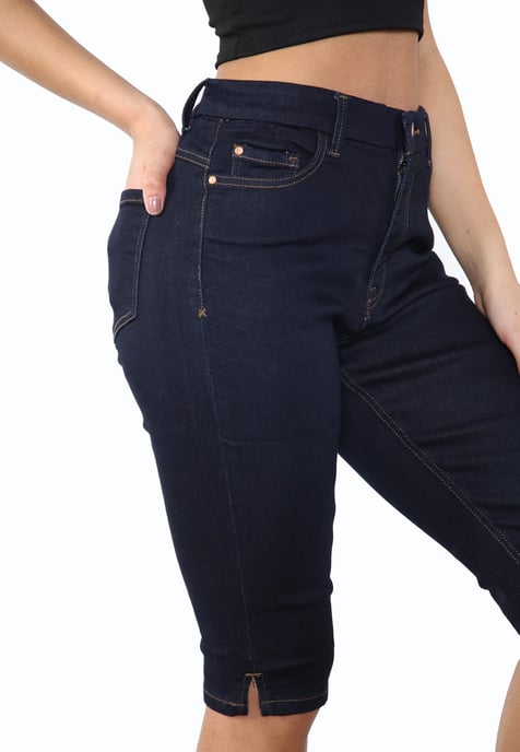 MYT Magic Shaping denim shorts met hoge taille, indigo voor dames - Image 5