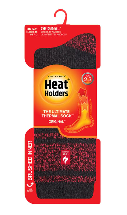 Heat Holders Heren extra dikke warme thermo sokken - Houtskool / Rood (Athene) - Image 2
