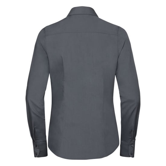Russell Collectie Dames/Dames Lange Mouwen Poly-Katoen Gemakkelijk Onderhoud Gepaste Poplin Shirt (Konvooi Grijs) - Image 2