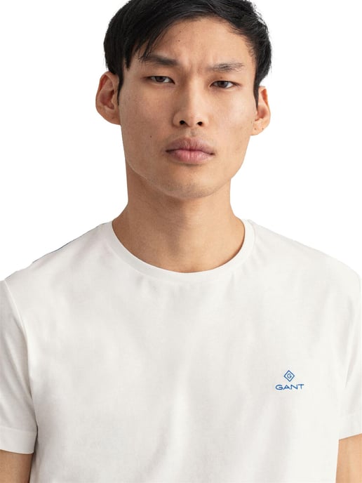 Gant heren T-shirt met ronde hals en contrasterend logo - Wit - Image 3