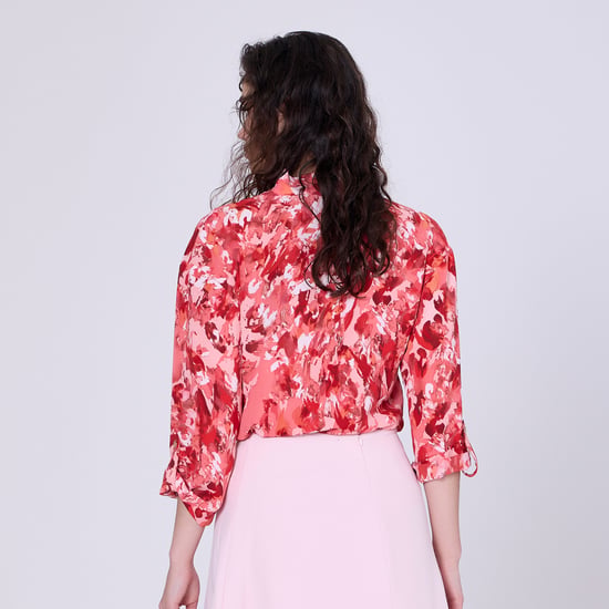 Ascot-tie blouse en abstracte print - Image 3