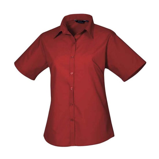 Premier Dames/Dames Popeline Blouse met Korte Mouwen (Bourgondië) - Image 1