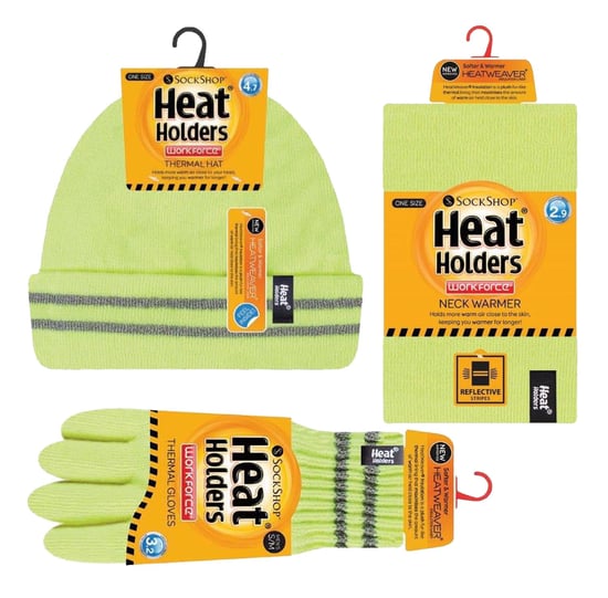 Heat Holders - Heren Hi Vis Hoed, Nekwarmers & Handschoenen Set - Geel - Image 2