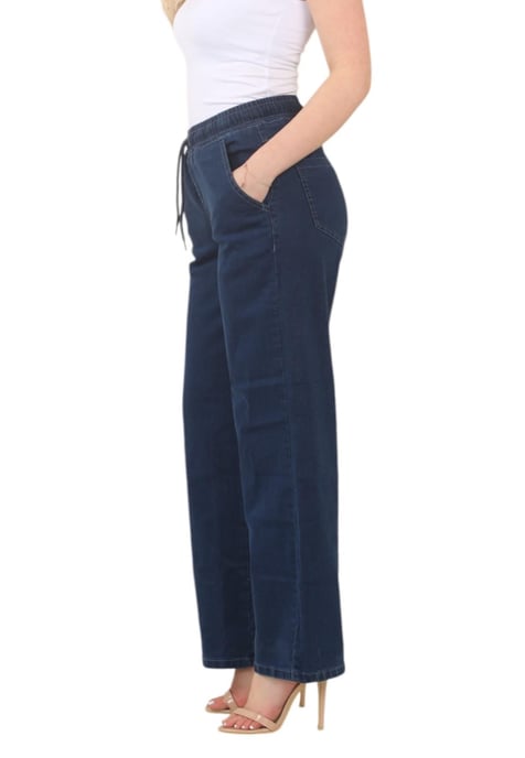 MYT Womens Elasticated High Waist Wide Leg Jeans in Blue - Image 3