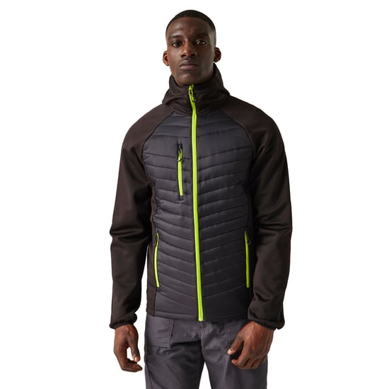 Regatta Mens Navigate Quilted Hybrid Jacket (Black/Lime Green)