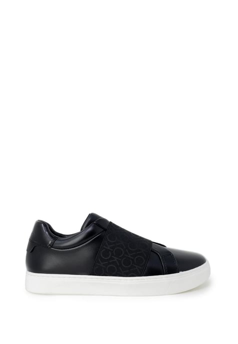 Calvin Klein Women's Print Pattern Leather Slip-On Sneakers in Black