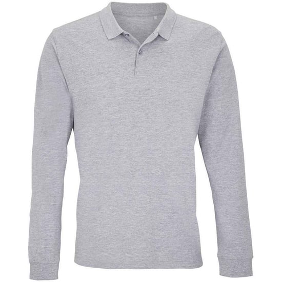 SOLS Unisex Adult Planet Marl Pique Poloshirt met lange mouwen (Grijze Mergel) - Image 1