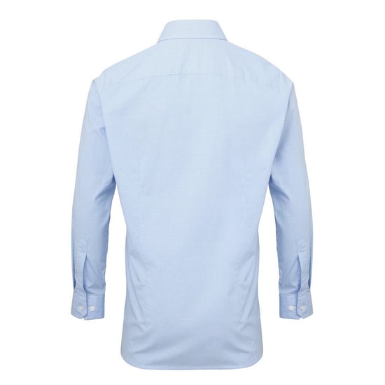 Premier Heren Gingham overhemd met lange mouwen (Lichtblauw/Wit) - Image 2