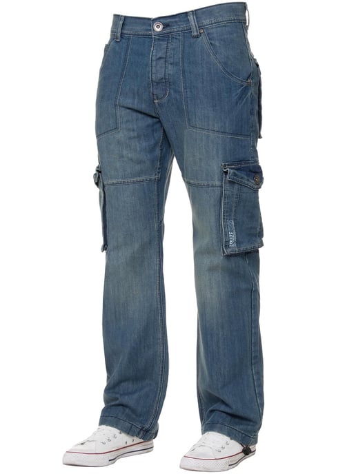 Kruze heren Cargo Combat Jeans - Blauw - Image 1