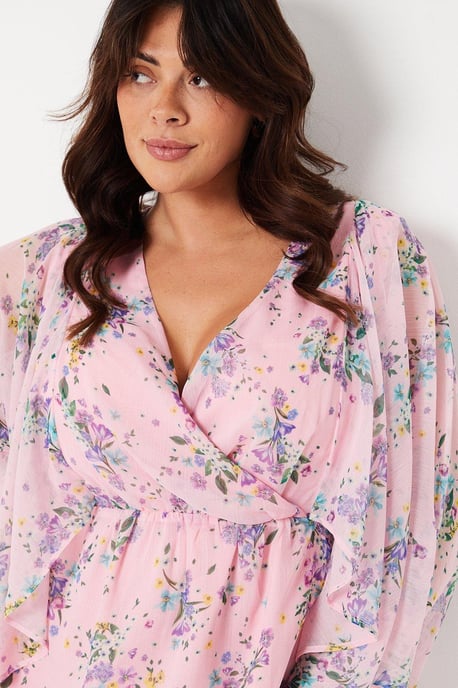Curve Floral Cape Midaxi Dress