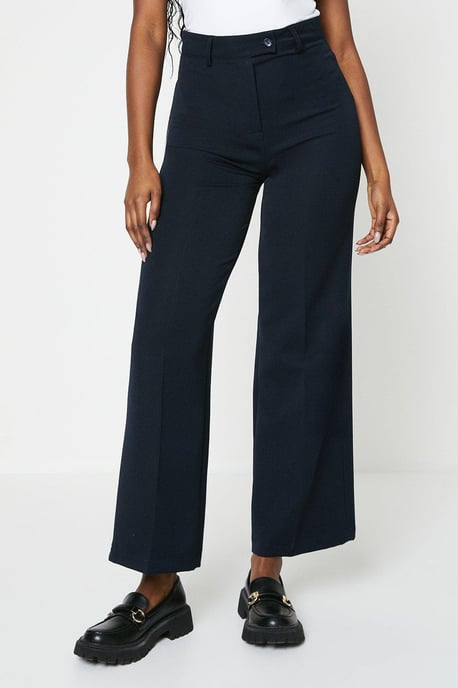 High Waist Wide Leg Tab Trouser