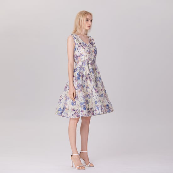 Mouwloze thee-organza-jurk met bloemenprint - Image 6