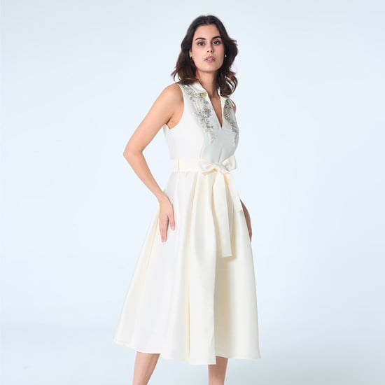 Fit-and-flare cocktailjurk met tafzijde en kralen - Image 2