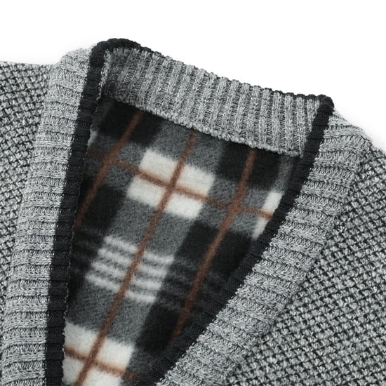 Men's Cardigan with Two Pocket Button Stand-Up Collar Cardigan for Winter Light Grey