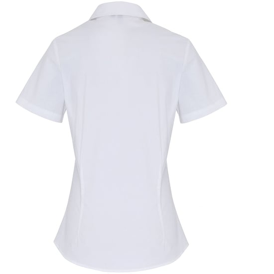 Premier Womens/Ladies Stretch Fit Poplin Short Sleeve Blouse (White)