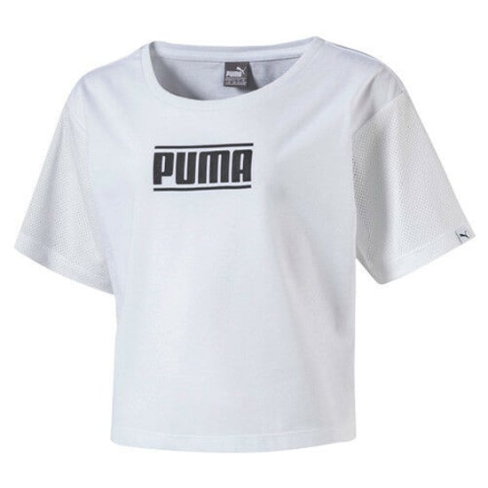 Puma Kids Style Tee Girls Cropped Top T Shirt White 594963 02 RW85