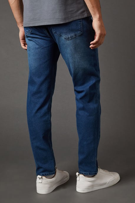 Blue Wash Tapered Fit Jeans