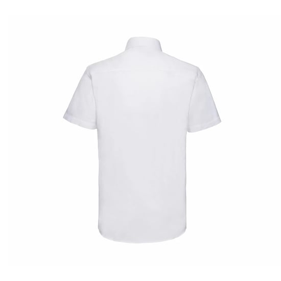 Russell Collection Heren Oxford Easy-Care Getailleerde Overhemd met Korte Mouwen (Wit) - Image 2