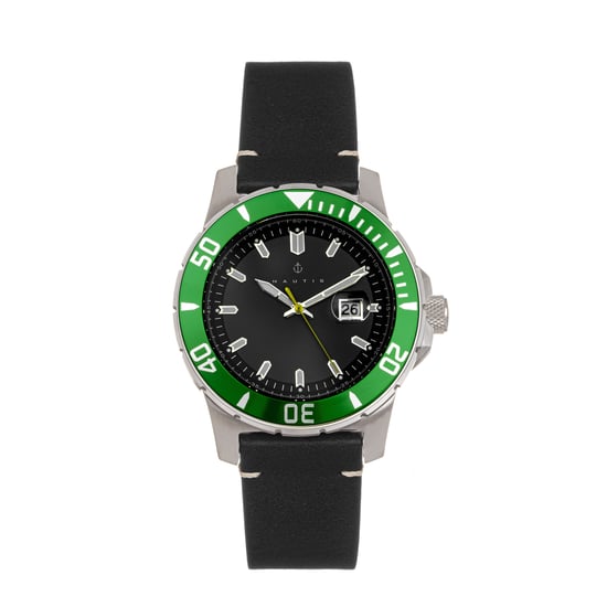 Nautis Dive Pro 200 Leather-Band Watch w/Date