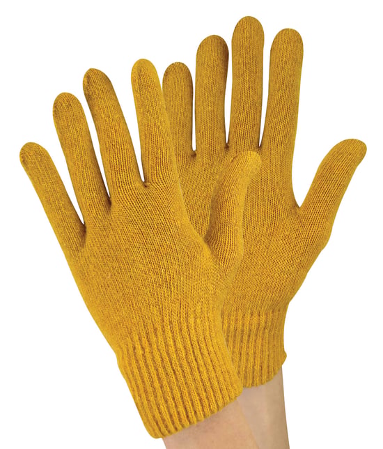 Dames gebreide thermo wolmix magische handschoenen - Mosterd - Image 1