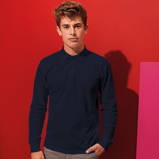 Asquith & Fox Heren Klassieke Pasvorm Poloshirt met lange mouwen (Marine) - Image 2